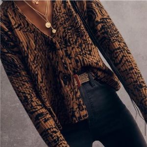 Madewell Brown Patterned Cardigan